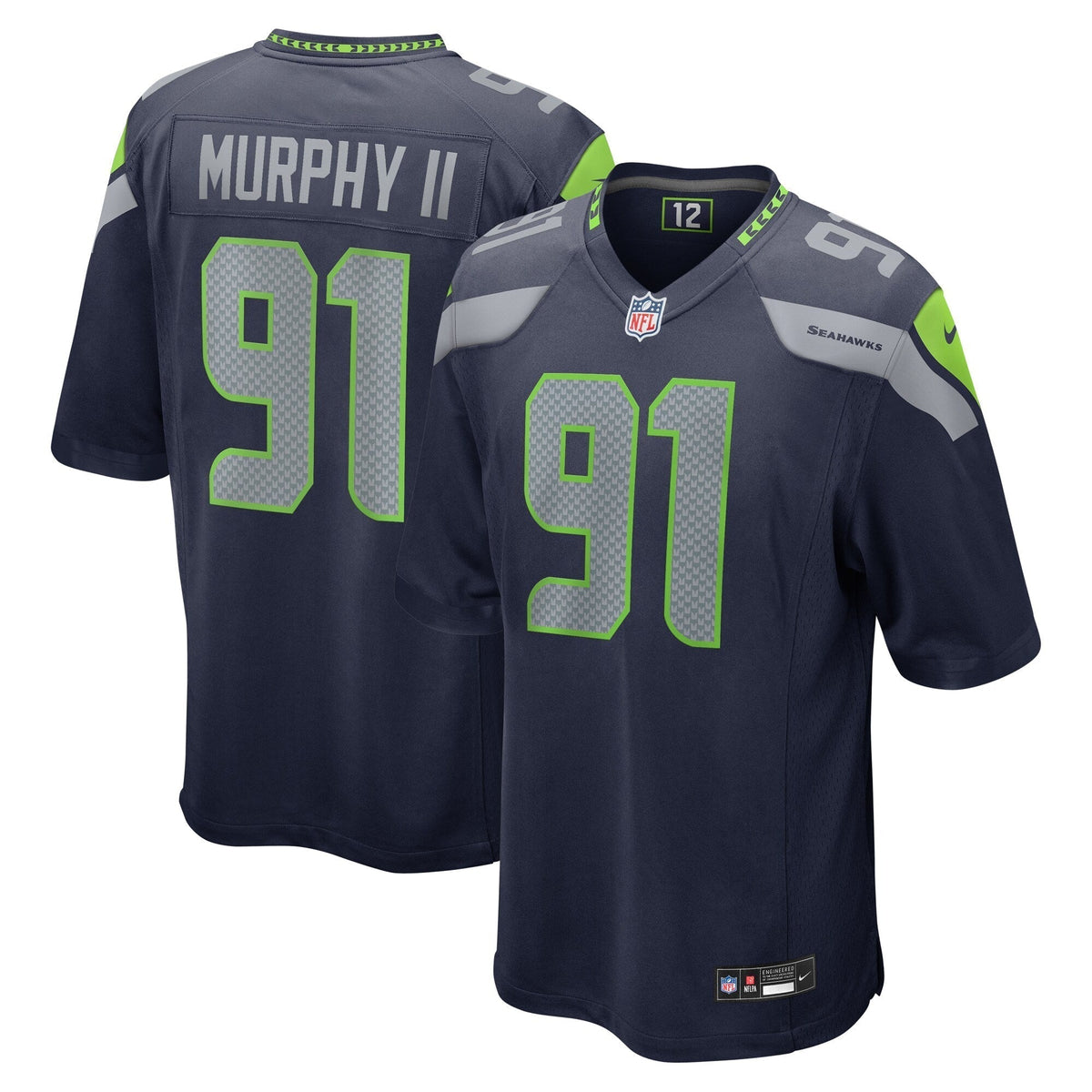 Byron Murphy II Seattle Seahawks Nike Game Jersey - College Navy football jersey product view 1