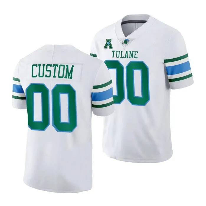 Custom Tulane Green Wave Jersey - White sports jersey product view 1