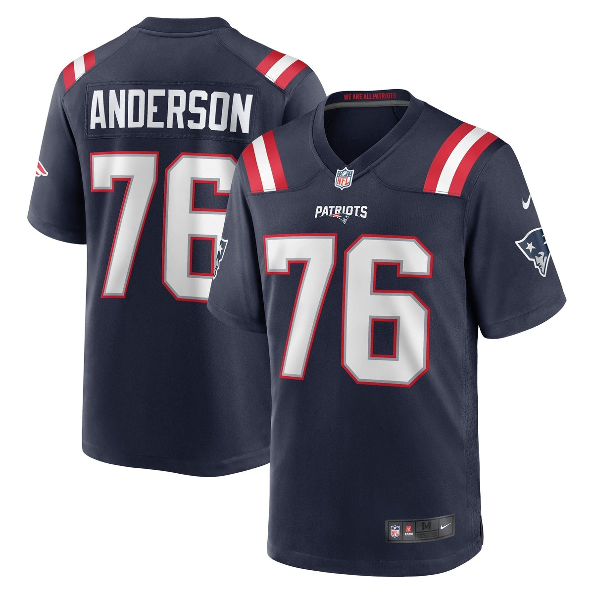 Calvin Anderson New England Patriots Nike Game Jersey - Navy football jersey product view 1