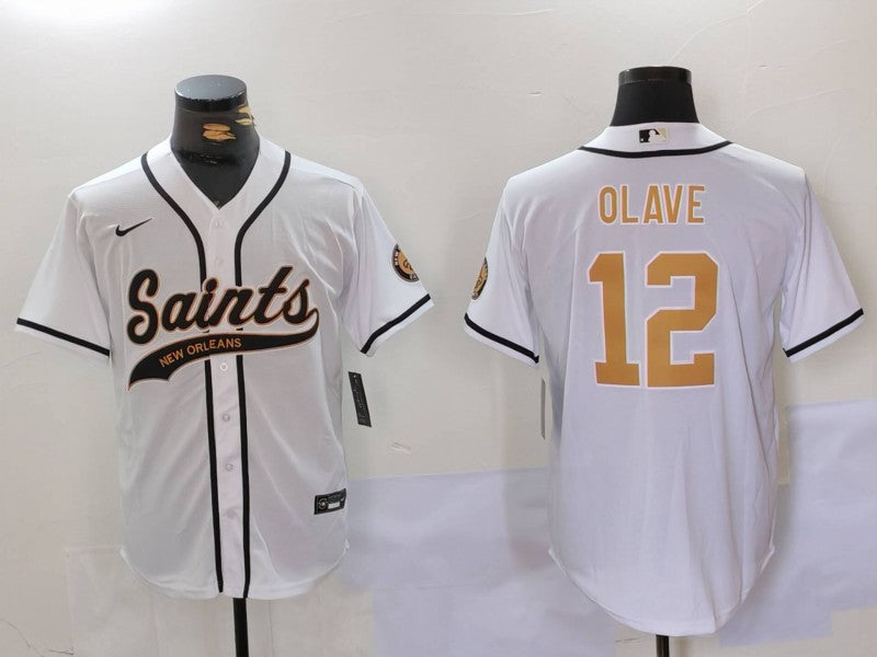 Men's New Orleans Saints Chris Olave #12 White Player Jersey1 football jersey product view 1