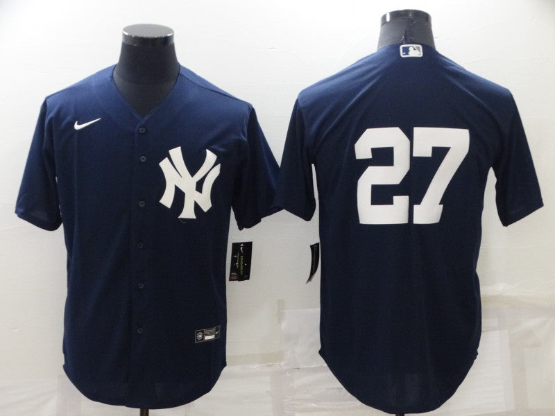 Men's New York Yankees Giancarlo Stanton #27 Navy Replica Player Name Jersey1 baseball jersey product view 1