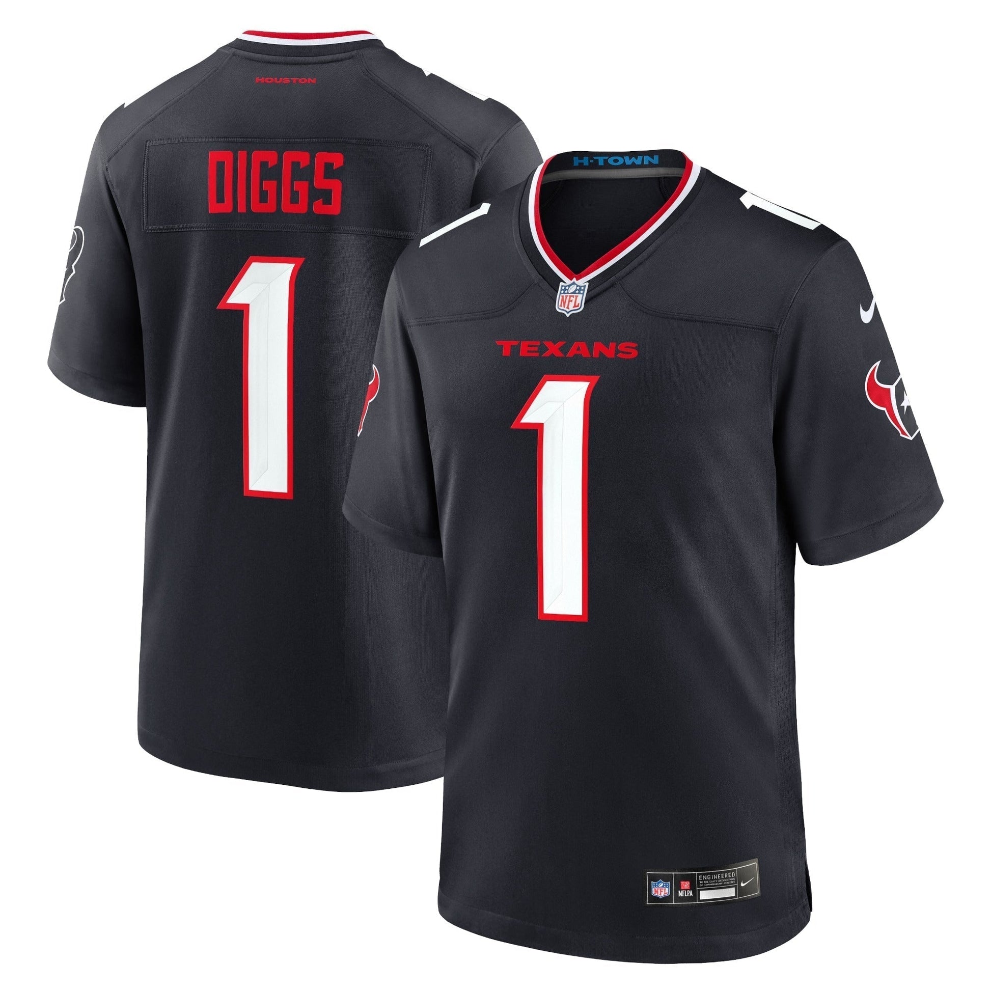 Stefon Diggs Houston Texans Nike Game Jersey - Navy football jersey product view 1