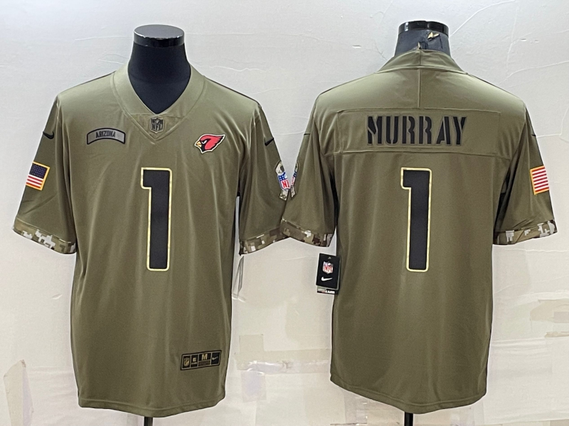 Men's Arizona Cardinals Kyler Murray #1 Olive 2022 Salute To Service Limited Jersey1 football jersey product view 1