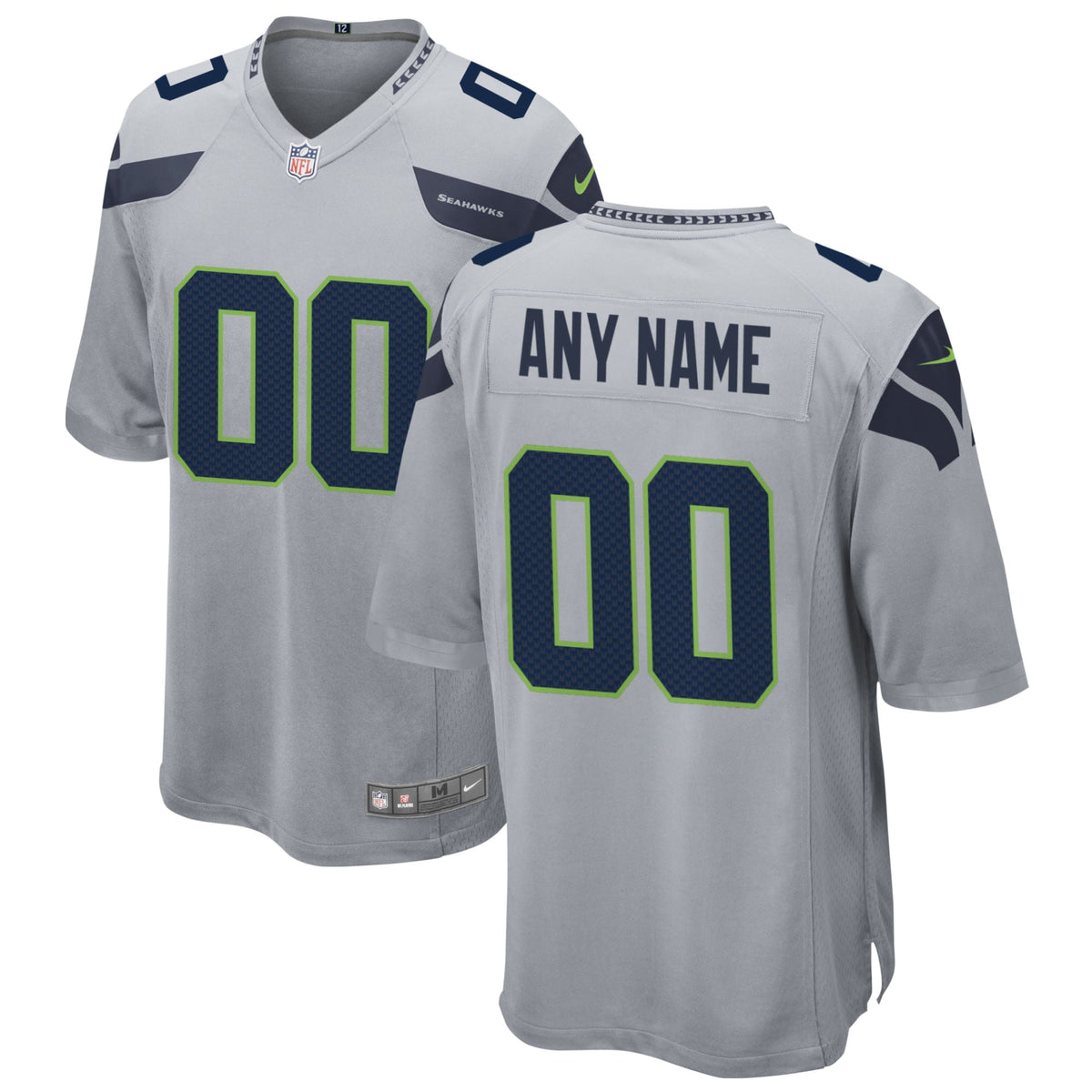 Seattle Seahawks Nike Alternate Custom Game Jersey - Gray football jersey product view 1