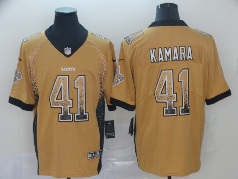 Men's New Orleans Saints Alvin Kamara #41 Yellow Game Jersey1 football jersey product view 1