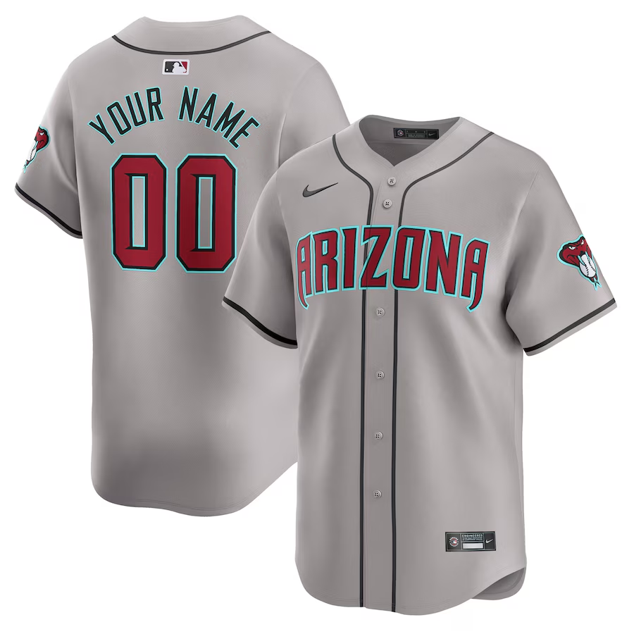 Men's Arizona Diamondbacks Gray Away Limited Custom Jersey1 baseball jersey product view 1