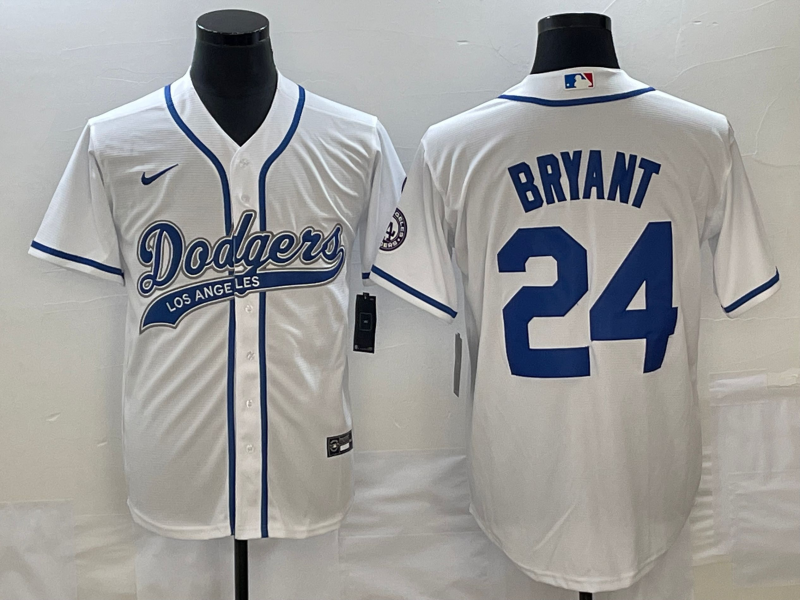 Men's Los Angeles Dodgers Kobe Bryant #24 White Player Jersey1 Joint Edition basketball jersey product view 1
