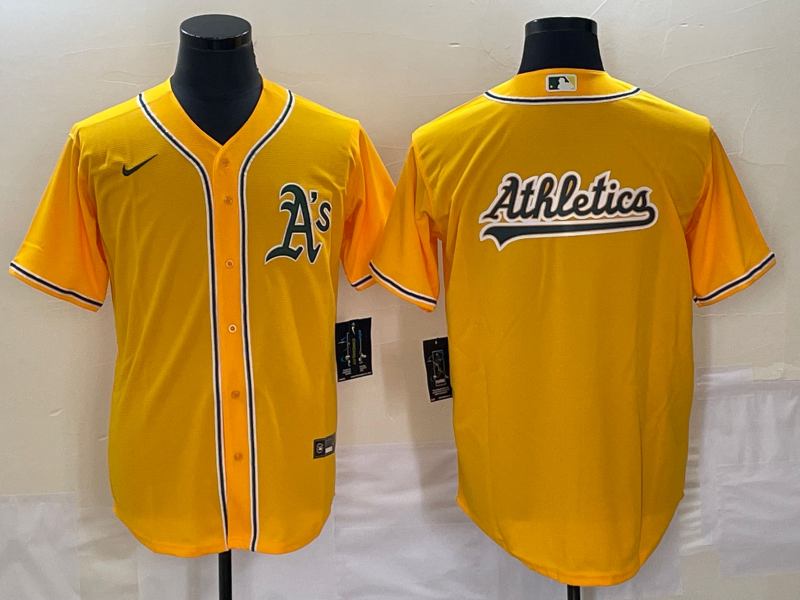 Men's Oakland Athletics Gold Alternate Replica Player Jersey1 baseball jersey product view 1