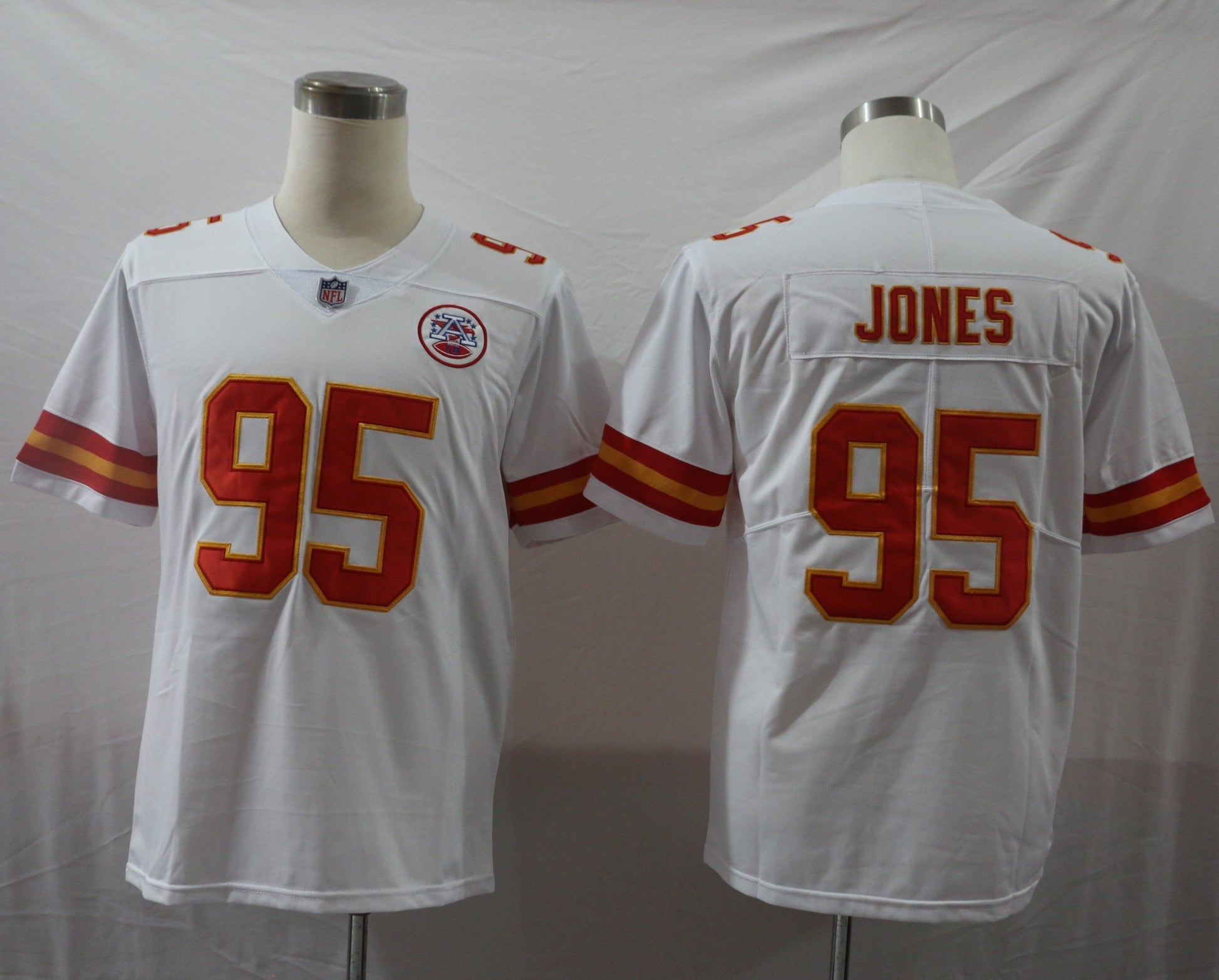 Men's Kansas City Chiefs Chris Jones #95 White Game Jersey1 football jersey product view 1
