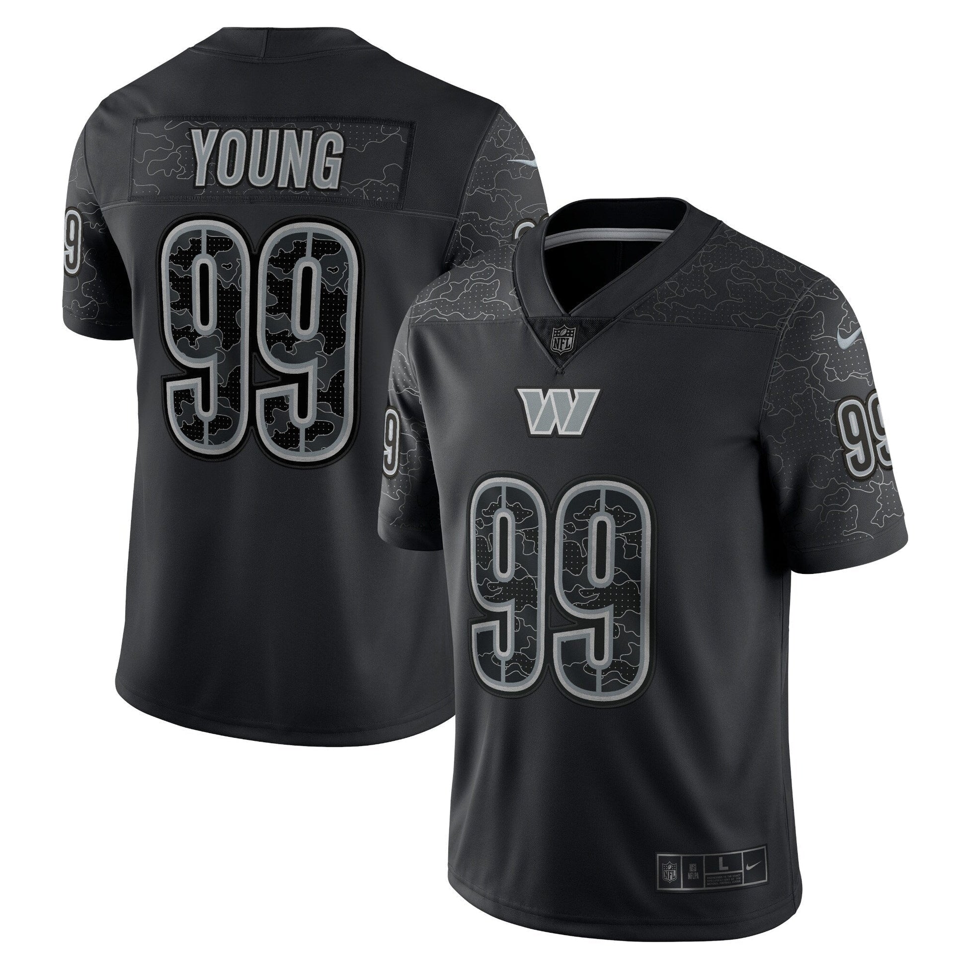 Chase Young Washington Commanders Nike RFLCTV Limited Jersey - Black football jersey product view 1