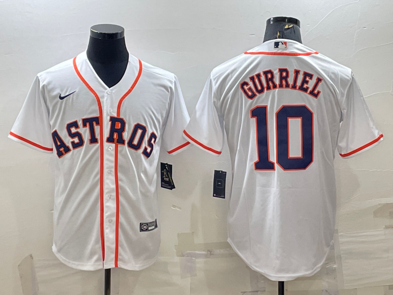 Men's Houston Astros Yuli Gurriel #10 White Home Replica Player Jersey1 baseball jersey product view 1