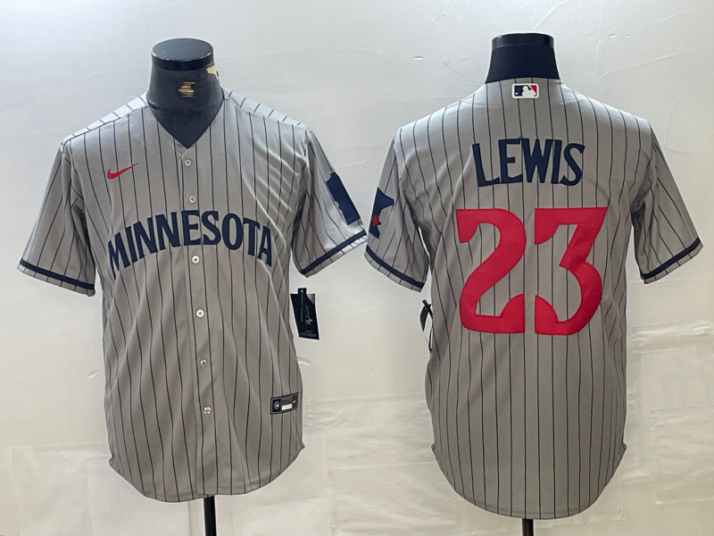 Men's Minnesota Twins Royce Lewis #23 Gray Road Replica Team Jersey1 baseball jersey product view 1