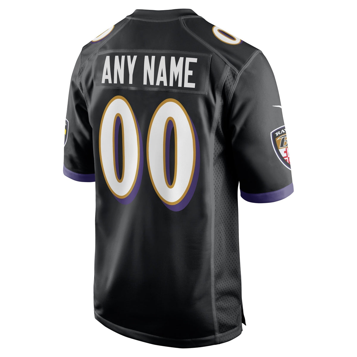 Baltimore Ravens Nike Alternate Custom Game Jersey - Black football jersey product view 3