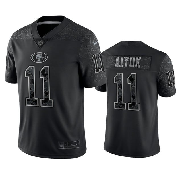 Brandon Aiyuk 11 San Francisco 49ers Black Reflective Limited Jersey - Men football jersey product view 1