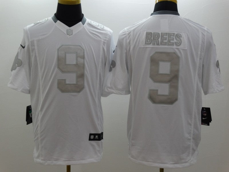 Men's New Orleans Saints Drew Brees #9 White Authentic Game Jersey1 football jersey product view 1