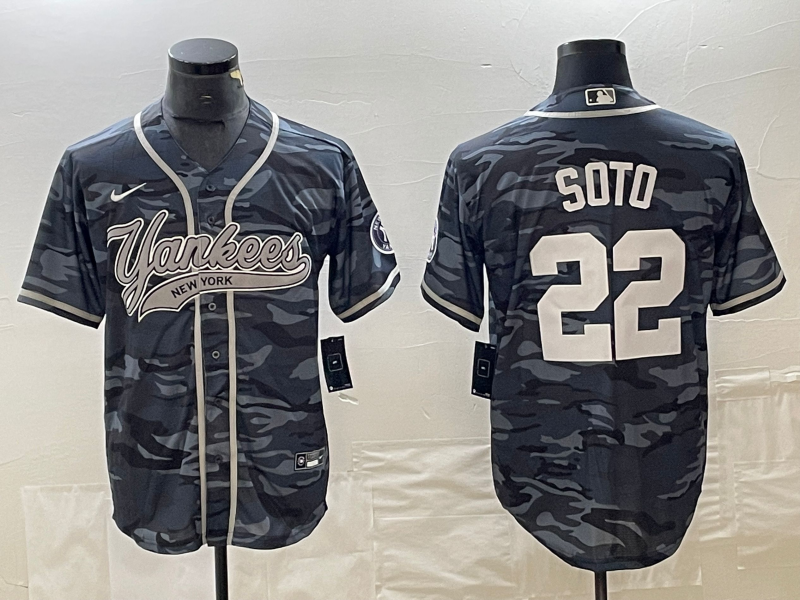 Men's New York Yankees Juan Soto #22 Grey Camouflage Player Jersey Joint Edition baseball jersey product view 1