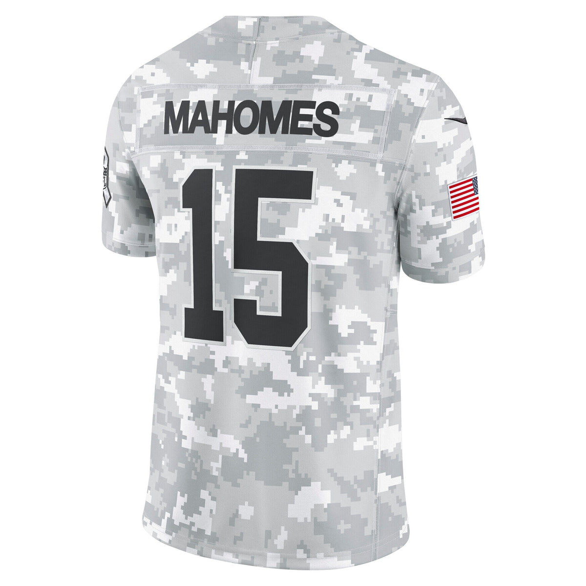 Patrick Mahomes Kansas City Chiefs Nike 2024 Salute to Service Limited Jersey - Arctic Camo football jersey product view 3