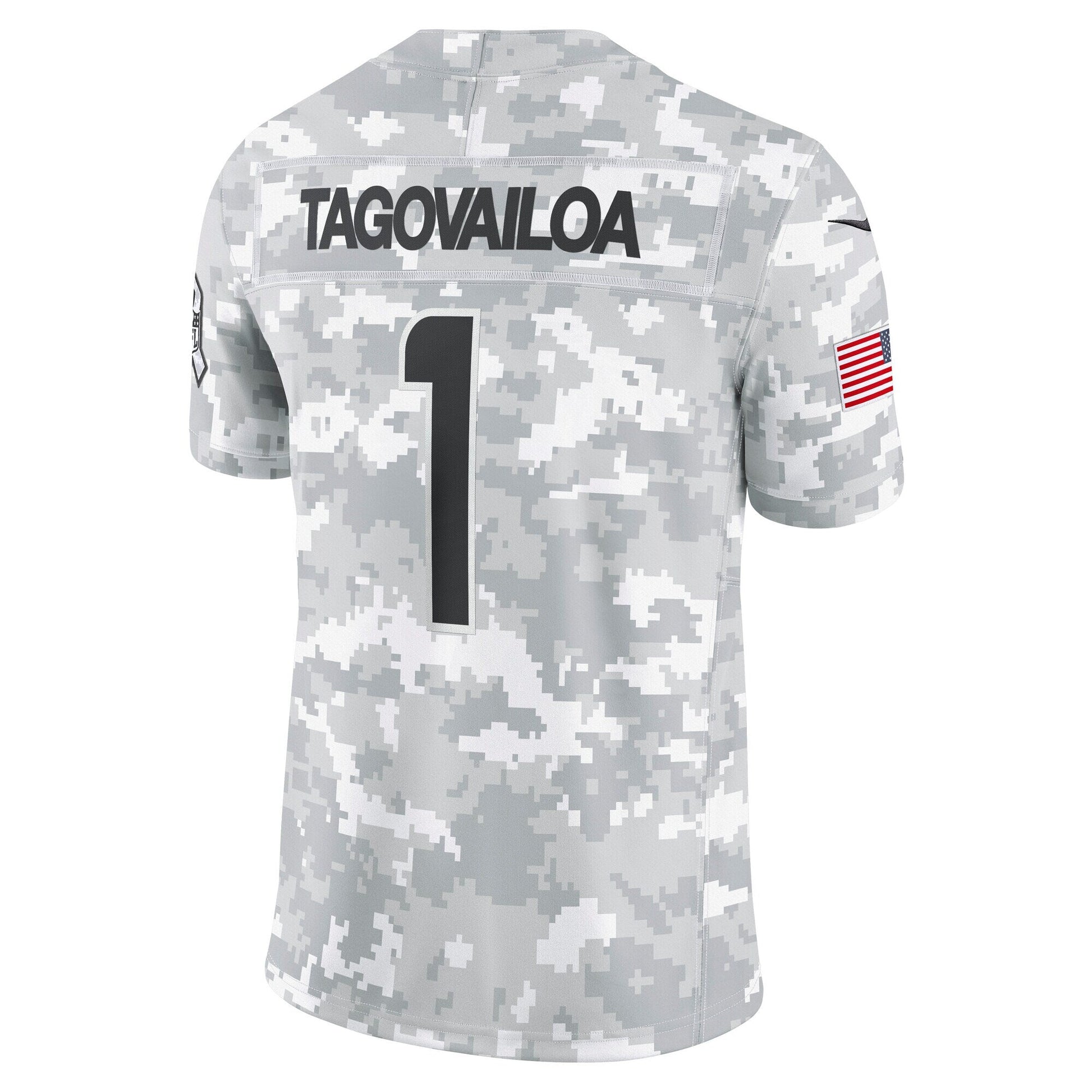 Tua Tagovailoa Miami Dolphins Nike 2024 Salute to Service Limited Jersey - Arctic Camo football jersey product view 3