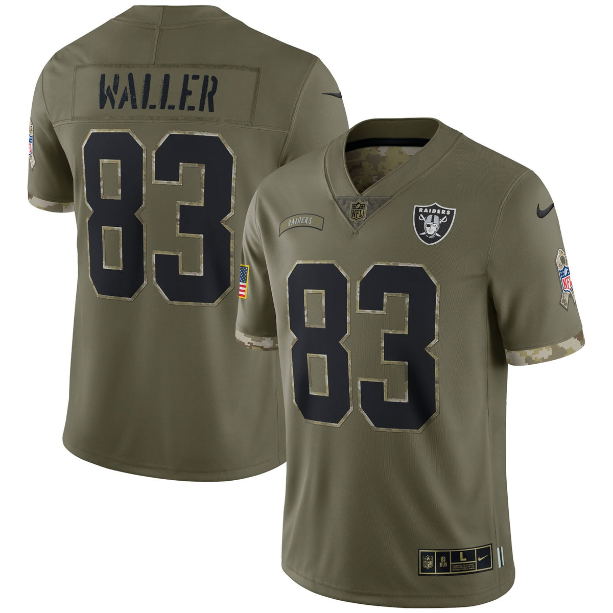 Darren Waller Las Vegas Raiders Nike 2022 Salute To Service Limited Jersey - Olive football jersey product view 1