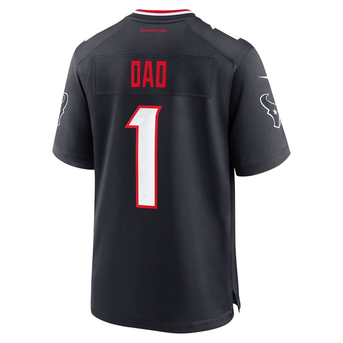 Houston Texans Nike #1 Dad Game Jersey - Navy football jersey product view 3
