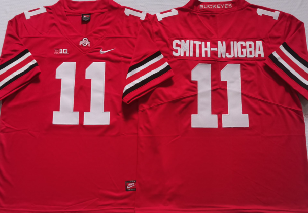 Men's Ohio State Buckeyes Jaxon Smith-Njigba #11 Scarlet Player Game Jersey sports jersey product view 1