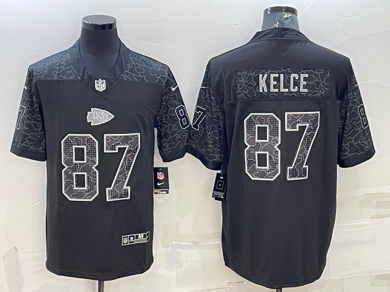 Men's Kansas City Chiefs Travis Kelce #87 Black RFLCTV Limited Jersey1 football jersey product view 1