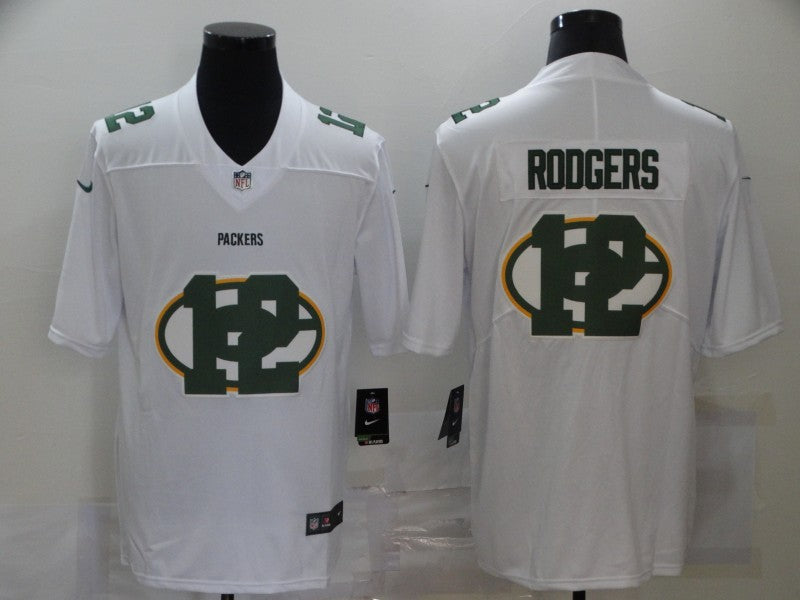 Men's Green Bay Packers Aaron Rodgers #12 White Game Jersey1 football jersey product view 1