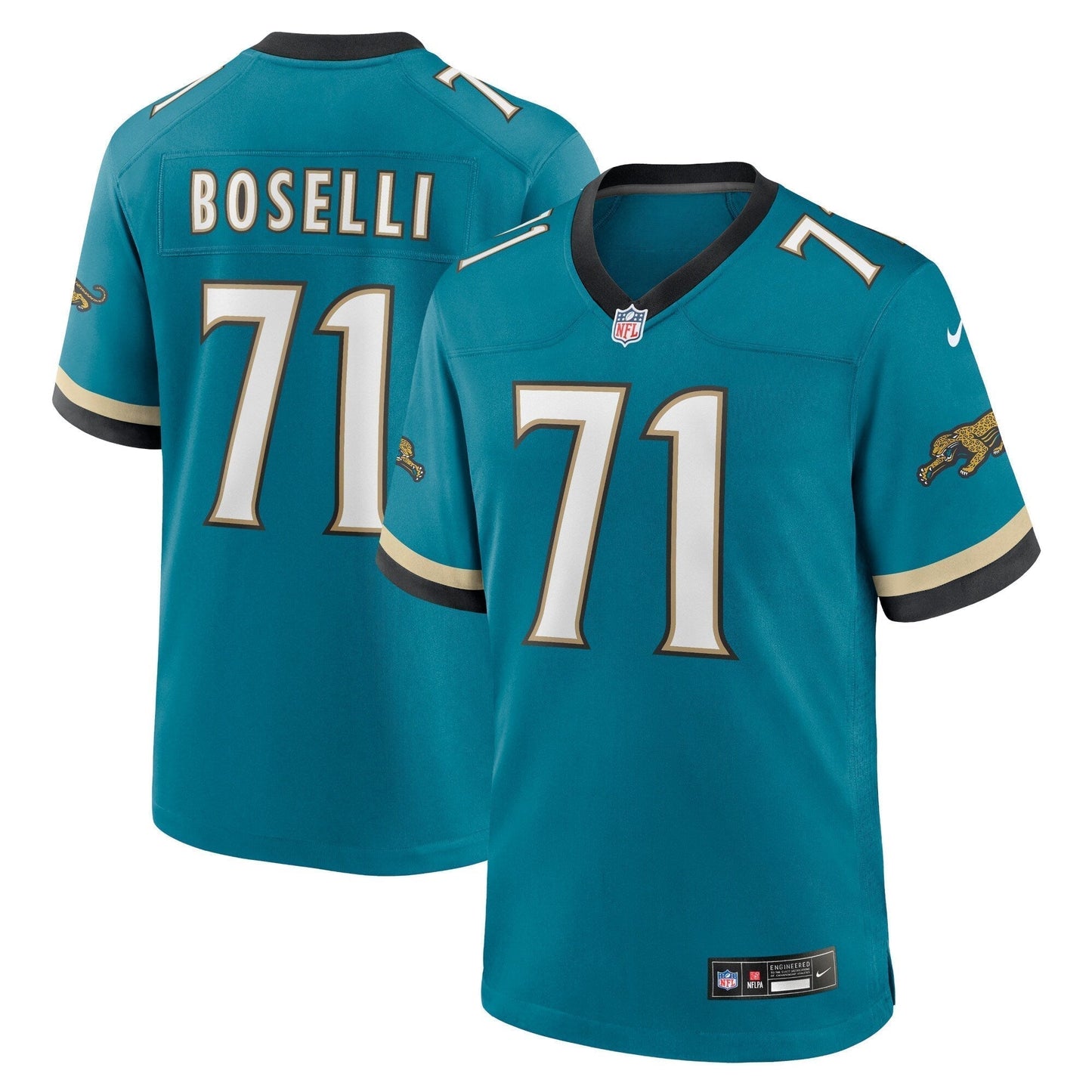 Tony Boselli Jacksonville Jaguars Nike Prowler Throwback Retired Game Jersey - Teal football jersey product view 1