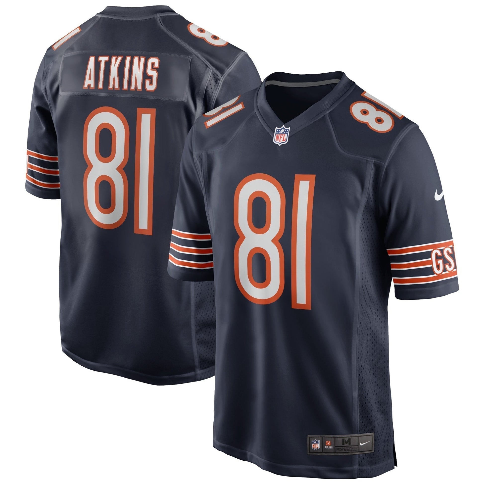 Doug Atkins Chicago Bears Nike Game Retired Jersey - Navy football jersey product view 1