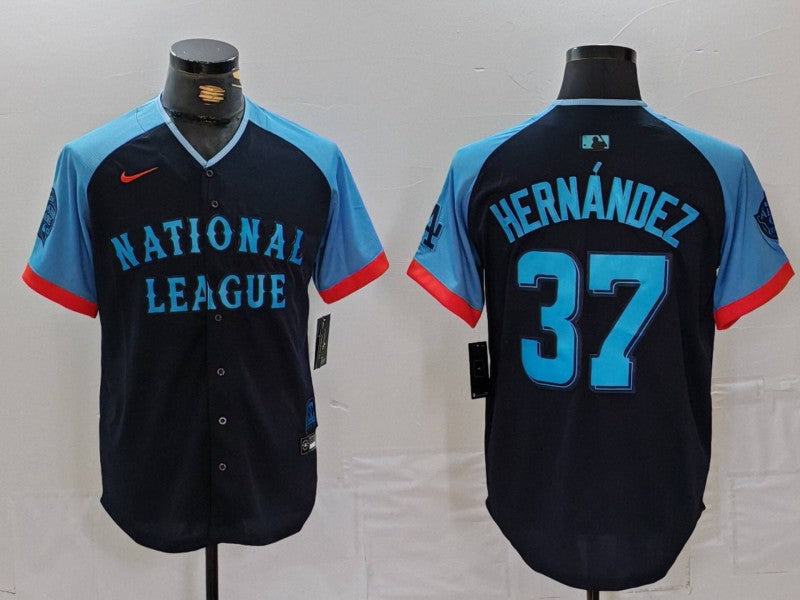 Men's National League Teoscar Hernandez #37 Navy 2024 MLB All-Star Game Limited Player Jersey1 baseball jersey product view 1