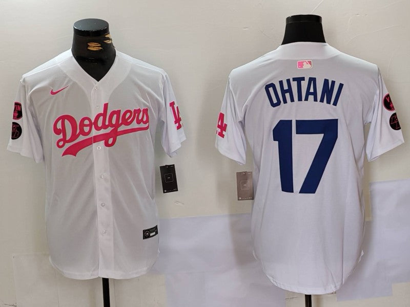 Men's Los Angeles Dodgers Shohei Ohtani #17 White Limited Game Player Jersey1 baseball jersey product view 1