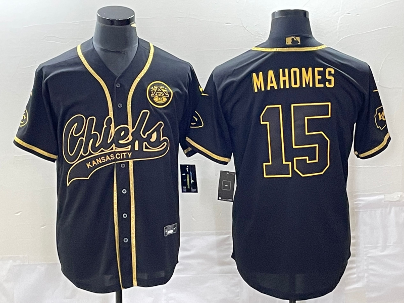 Men's Kansas City Chiefs Patrick Mahomes #15 Black Alternate Game Jersey1 Joint Edition football jersey product view 1