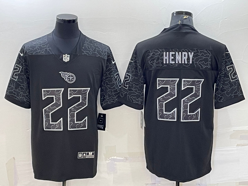 Men's Tennessee Titans Derrick Henry #22 Black Retired Player RFLCTV Limited Jersey1 football jersey product view 1