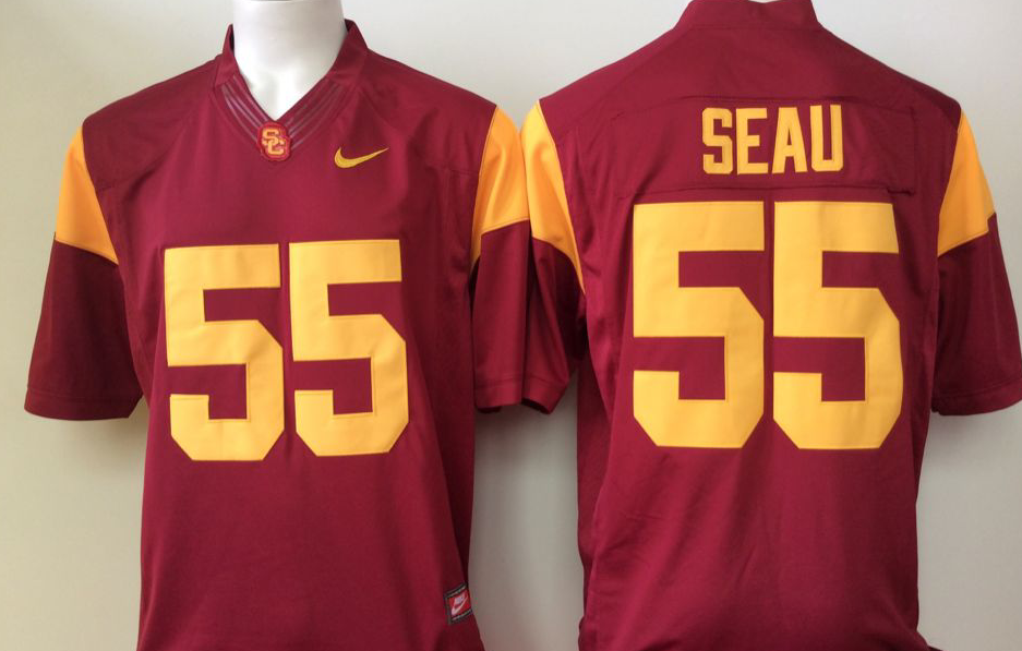 Men's USC Trojans Junior Seau #55 Cardinal Player Game Jersey sports jersey product view 1