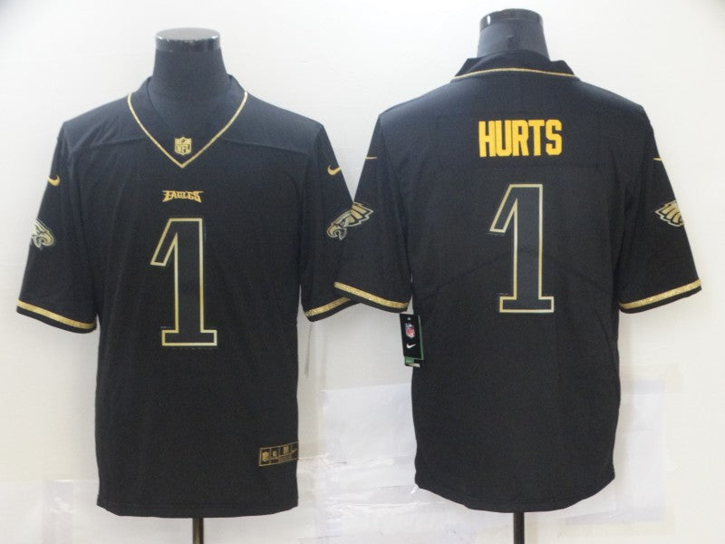 Men's Philadelphia Eagles Jalen Hurts #1 Black Game Player Jersey1 football jersey product view 1