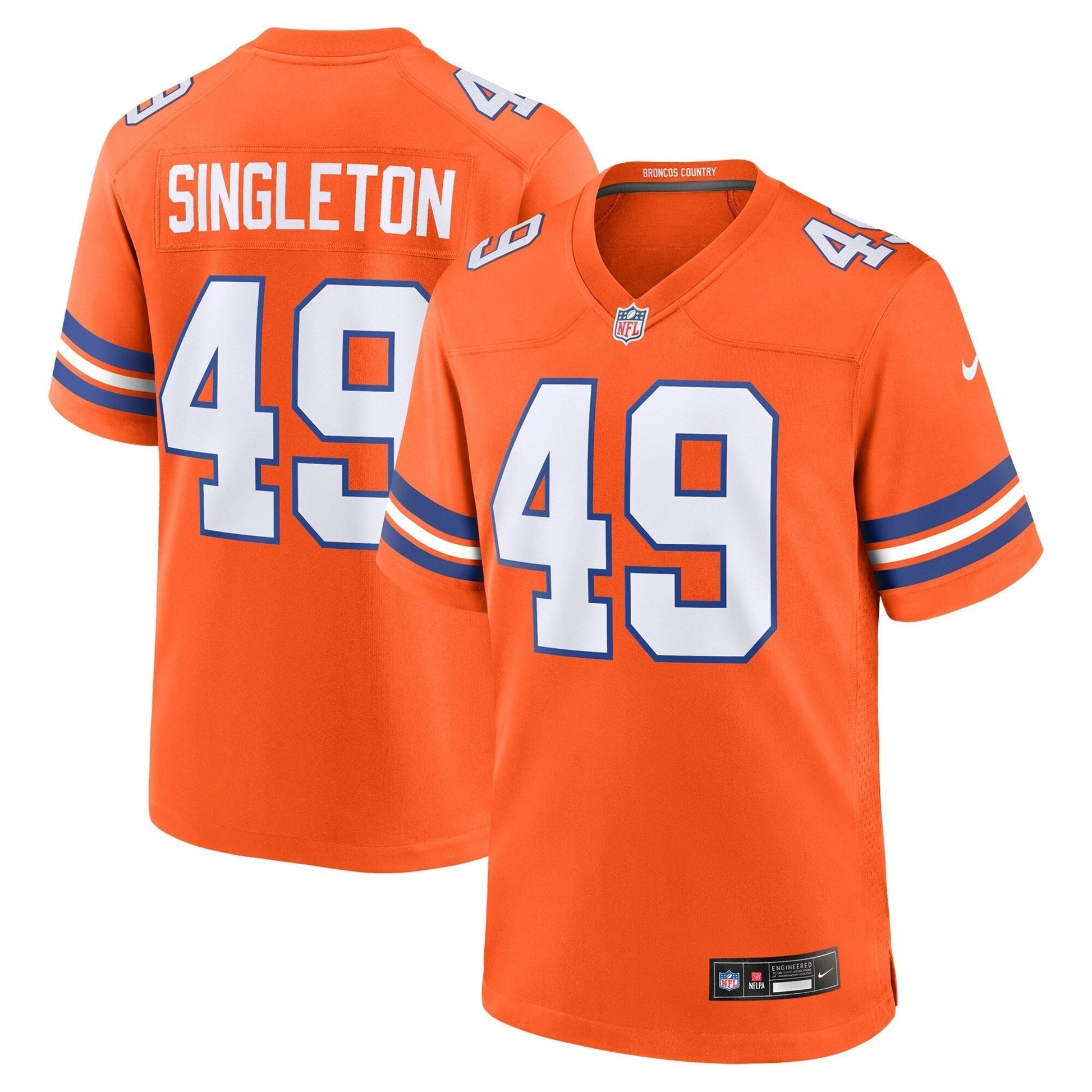 Alex Singleton Denver Broncos Nike Alternate Game Jersey - Orange football jersey product view 1