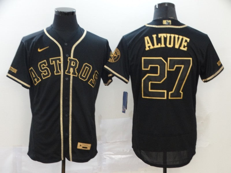 Men's Houston Astros Jose Altuve #27 Black Stitched Jersey baseball jersey product view 1