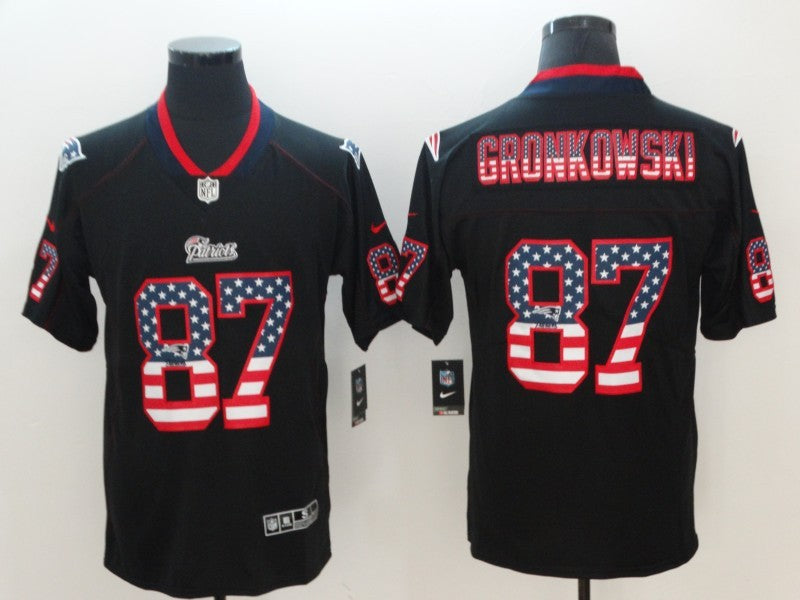 Men's New England Patriots Rob Gronkowski #87 Black Player Game Jersey1 football jersey product view 1