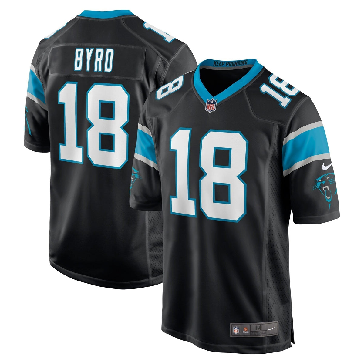 Damiere Byrd Carolina Panthers Nike Game Jersey - Black football jersey product view 1