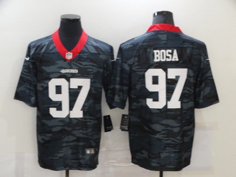 Men's San Francisco 49ers Nick Bosa #97 Gray Camouflage Game Jersey1 football jersey product view 1