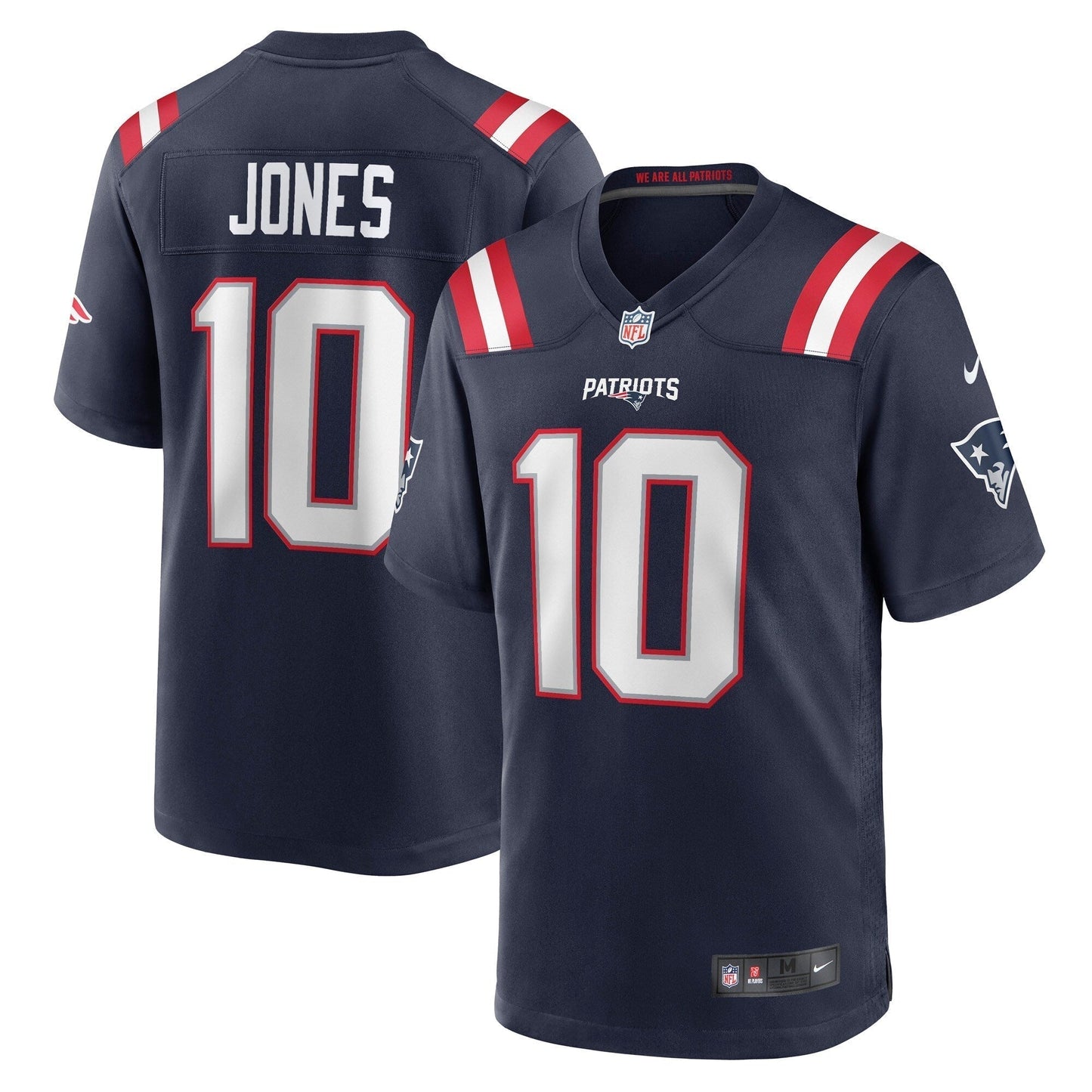 Mac Jones New England Patriots Nike Game Jersey - Navy football jersey product view 1