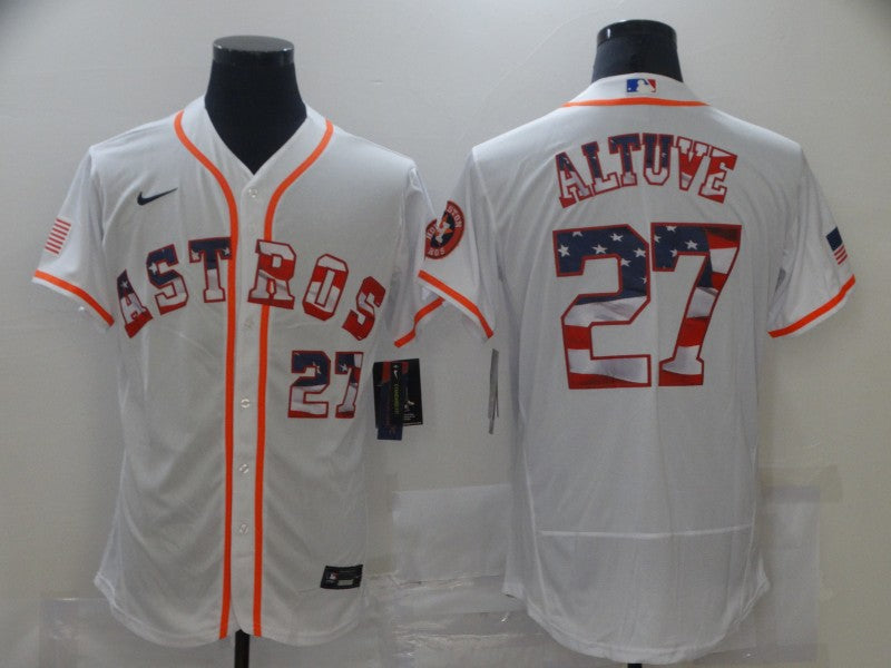 Men's Houston Astros Jose Altuve #27 White Authentic Game Jersey1 baseball jersey product view 1