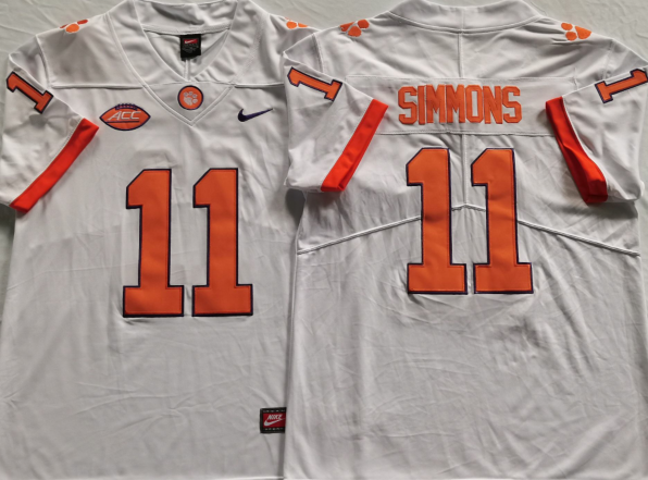 Men's Clemson Tigers Isaiah Simmons #11 White Game Jersey sports jersey product view 1