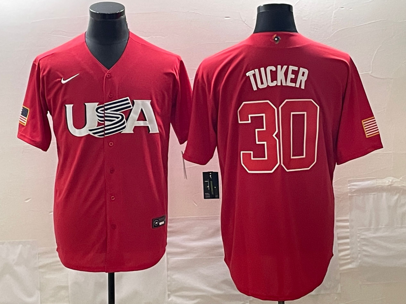 Men's 2023 World Baseball Classic #30 Kyle Tucker USA Red Jersey1 baseball jersey product view 1