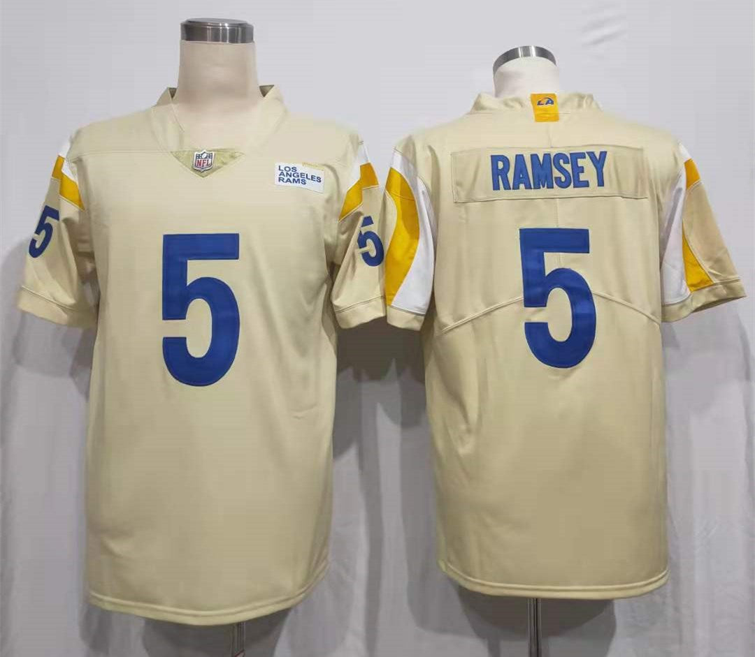 Men's Los Angeles Rams Jalen Ramsey #5 Beige Vapor Limited Jersey1 football jersey product view 1