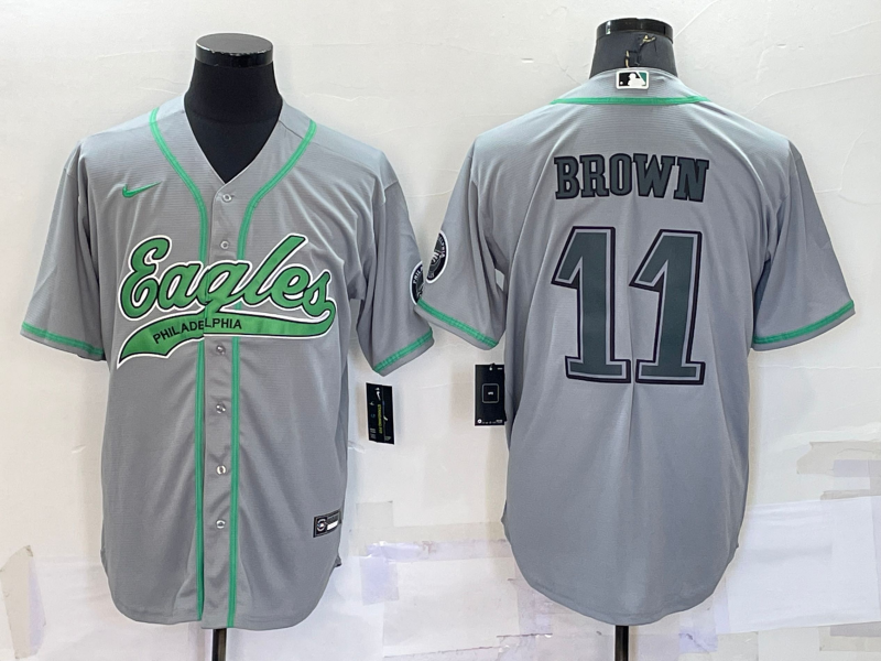 Men's Philadelphia Eagles A.J. Brown #11 Gray Game Jersey1 Joint Edition football jersey product view 1