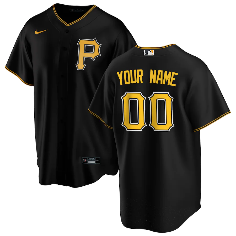 Men's Pittsburgh Pirates Black Alternate Replica Custom Jersey1 baseball jersey product view 1