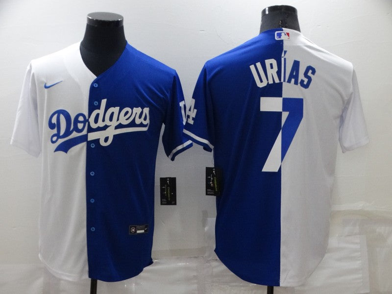 Men's Los Angeles Dodgers Julio Urias #7 White/Blue Replica Baseball Jersey1 baseball jersey product view 1