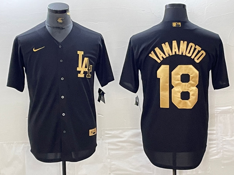 Men's Los Angeles Dodgers Yoshinobu Yamamoto #18 Black Limited Player Jersey1 baseball jersey product view 1