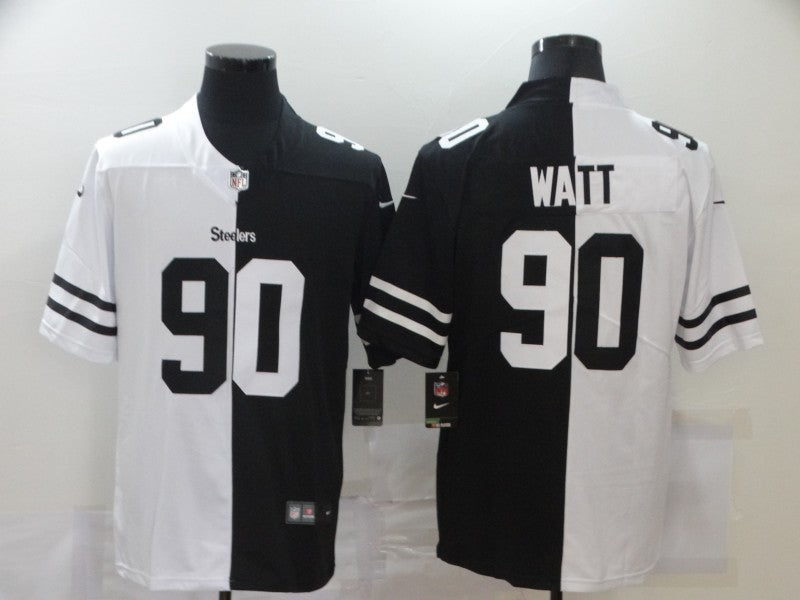 Men's Pittsburgh Steelers T.J. Watt #90 Black/White Game Jersey1 football jersey product view 1